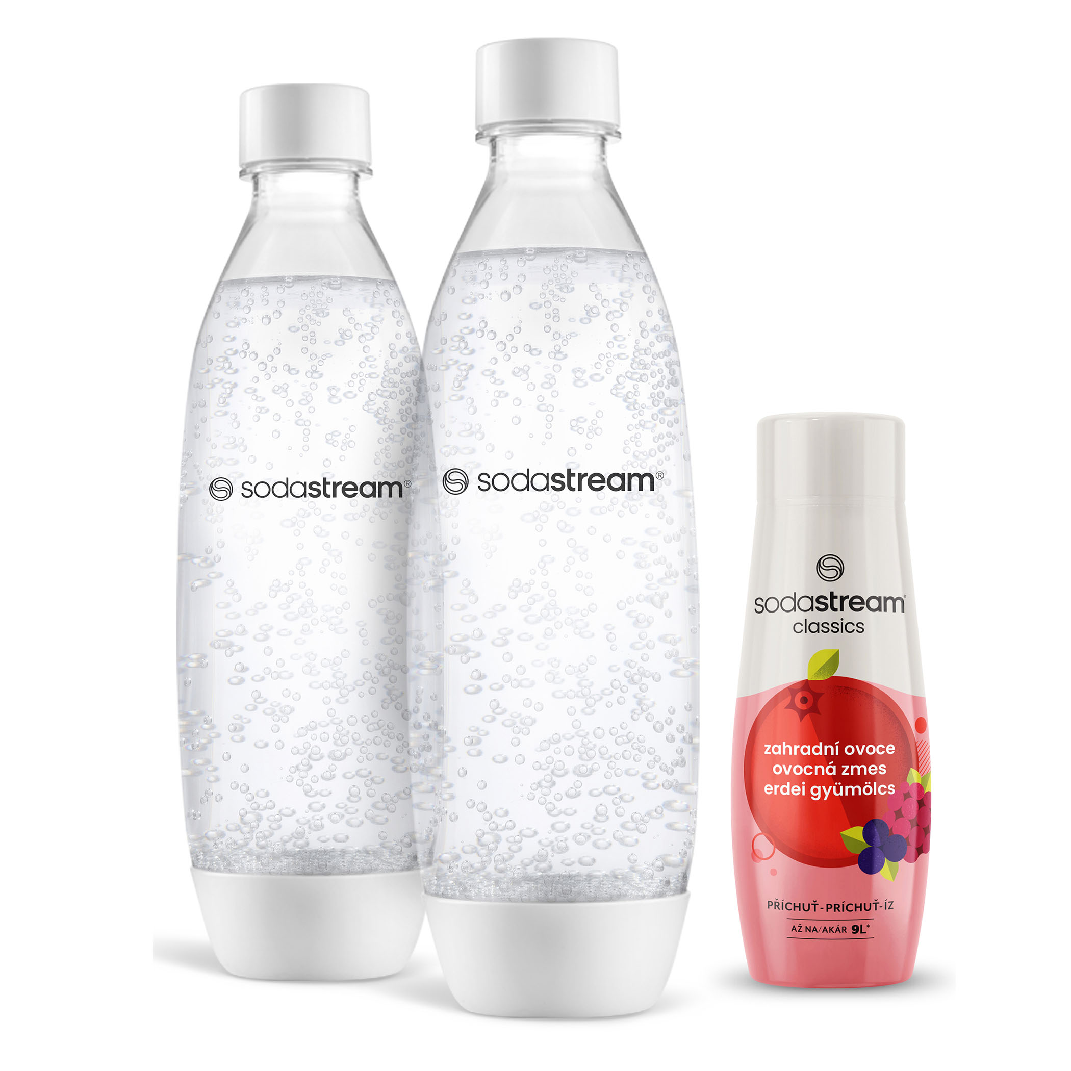Sada fliaš FUSE 2 x 1l White do umývačky + Príchuť Záhradné ovocie 440ml Sodastream